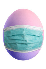 Large picture of an easter egg with rainbow colors and mask.