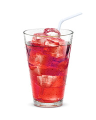 グラス 紫蘇ジュース 飲み物 氷 イラスト リアル ストロー