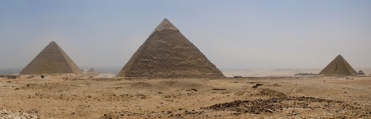Fototapeta na wymiar Panorama of the great pyramides in Cairo, Giza