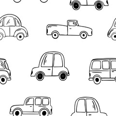 Machine black contour seamless pattern on white background for design vector illustration