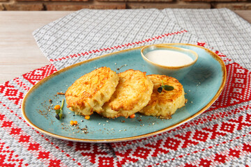 Potato pancakes stuffed with minced meat