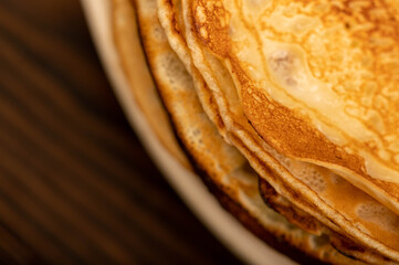 Traditional Russian pancakes. Shrovetide week of spring meeting. Seeing off winter.