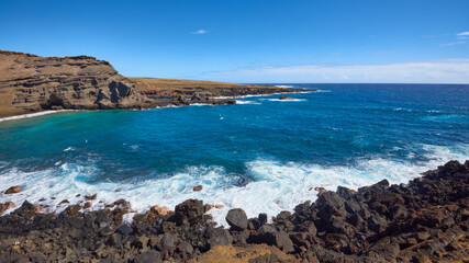 Fototapeta na wymiar Panoramic view of the bay near Green Sand Beach in Hawaii.