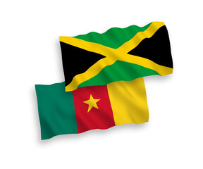Flags of Cameroon and Jamaica on a white background