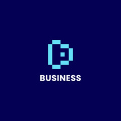 Obraz premium Simple and minimalis bright blue pixel letter D monogram initial logo