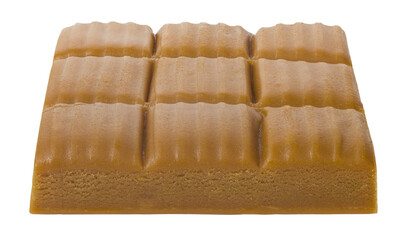 Toffee candy bar, caramel candies isolated on white background/