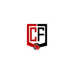 cf logo hand deal design vector icon