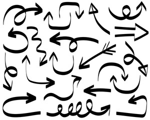 hand drawing of Grunge Sketch Handmade. ink Arrow Set.