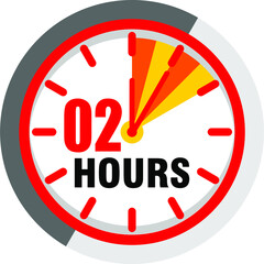Color hour icon. Timer 2 hours. Illustration timer hour, clock watch time deadline. Work time effect or delivery service time