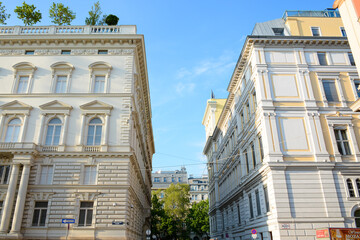Fototapeta premium Vienna, Austria - July 25, 2019: Beautiful architecture in Old Town, Innere Stadt district