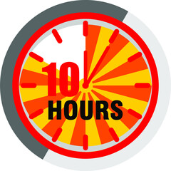 Color hour icon. Timer 10 hours. Illustration timer hour, clock watch time deadline. Work time effect or delivery service time	