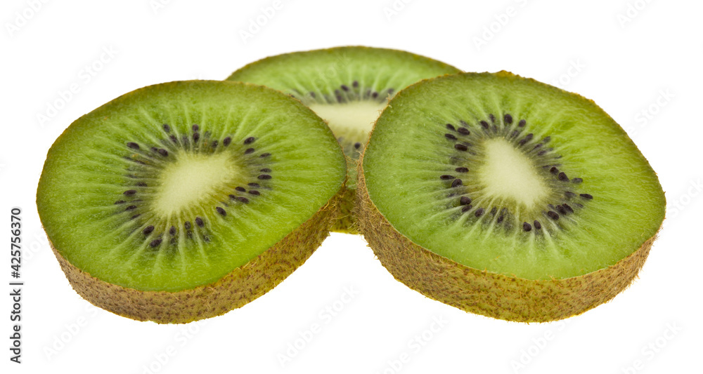 Sticker kiwi isolated on white background close-up.