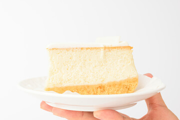 Cheesecake on a white background
