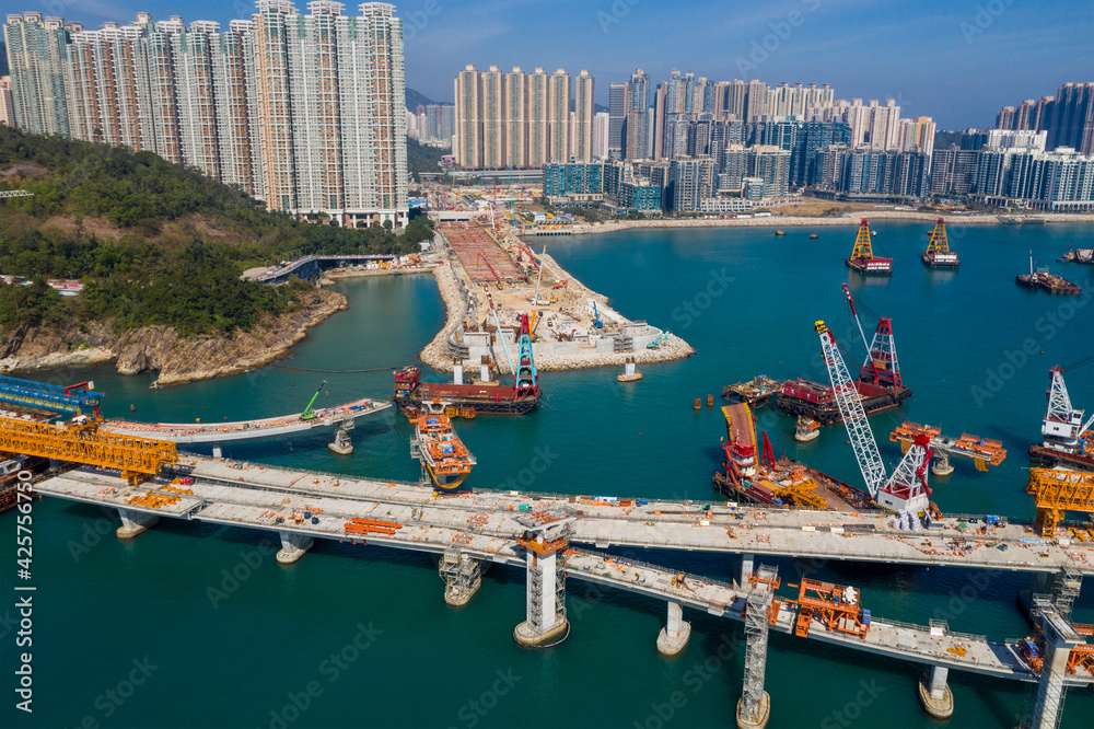 Canvas Prints cross harbor bridge under construction