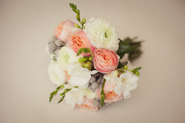 Tender Bride's bouquet with delicate tea roses