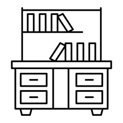 Vector Bookcase Outline Icon Design
