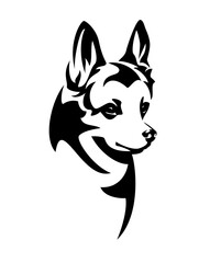 cute chihuahua dog head portrait - black and white animal vector outline design