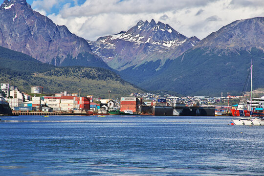 Seaport in Ushuaia city on Tierra del Fuego, Argentina