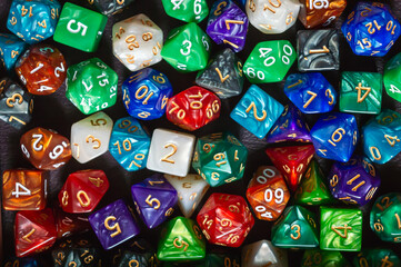 top view of a bunch of dice