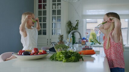 family team having fun In kitchen