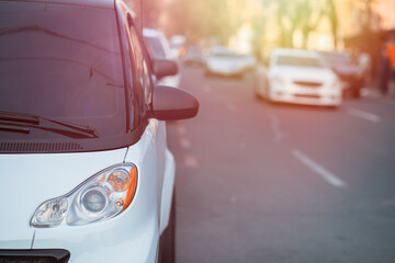 Cars in city traffic jam