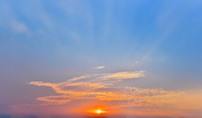 Panorama image Dramatic sunset and sunrise sky beautiful with copy space