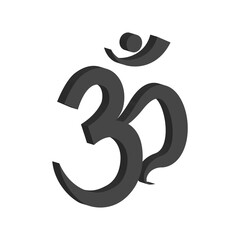 3d ancient Hindu mantra OM (AUM). Yoga symbol. Vector illustration.
