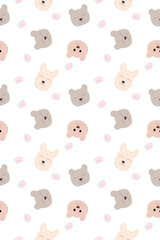 Bear seamless pattern. Delicate patterned lustration of a bear's head. Seamless pattern for wrapping paper