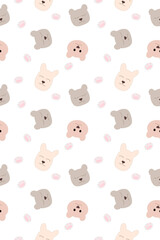 Bear seamless pattern. Delicate patterned lustration of a bear's head. Seamless pattern for wrapping paper