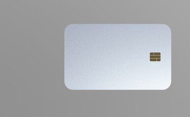 3d rendering. 3d image. metal bank card with a chip on a gray background. aluminum card