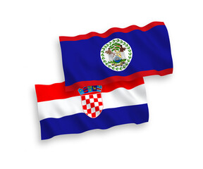 Flags of Belize and Croatia on a white background