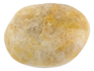 Aquarium smooth stone on a white background close-up.