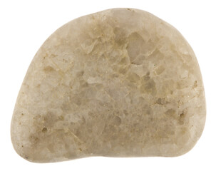 Aquarium smooth stone on a white background close-up.