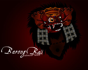 design vector illustration of the mythological creature "Barong" from the legend of the island of Bali in Indonesia, can be used as tattoo design
