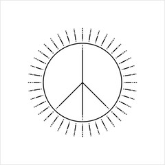 Peace Icon Monoline Style, Single Stroke Width
