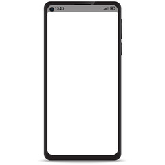 Mobile smartphone frameless with status bar on blank screen realistic icon for mockup ui design. Smartphone with status bar for mock up design.
