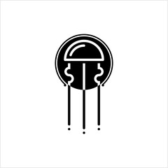Jellyfish Icon, Sea Jellies Icon, Umbrella Shaped Bells And Trailing Tentacles