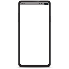 Mobile smartphone frameless with status bar on blank screen realistic icon for mockup ui design. For mock up ui design smartphone with status bar.