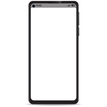 Mobile smartphone frameless with status bar on blank screen realistic icon for mockup ui design. Smartphone with status bar for mock up design.
