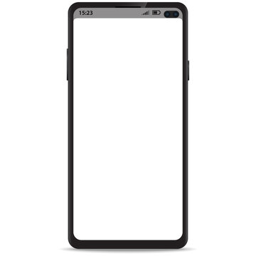 Mobile smartphone frameless with status bar on blank screen realistic icon for mockup ui design. For mock up ui design smartphone with status bar.