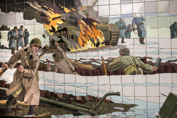   Panel of the Great Patriotic War of ceramic tiles in the underpass (fragment)