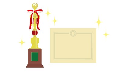 トロフィーと賞状