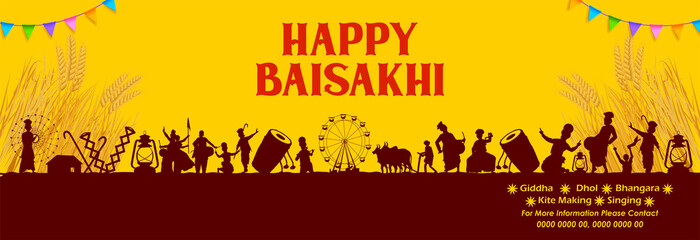 Happy Vaisakhi Punjabi spring harvest festival of Sikh celebration background - 425766180
