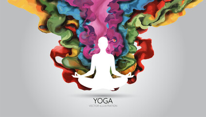 Yoga pose and abstract liquid, vector illustration - obrazy, fototapety, plakaty