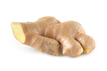 Fresh ginger root isolated on white background,clipping path,single.