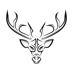 Black and white line art of deer head. Good use for symbol, mascot, icon, avatar, tattoo, T Shirt design, logo or any design you want.