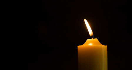 Lit candles for dinner in the dark, burning candles