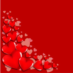 Valentine's Day greeting card. Background for a holiday card with red hearts.