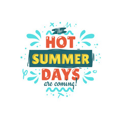Summer summertime-themed illustration typographic design on a white background.