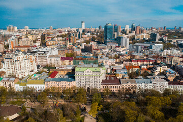 Urban building in Kiev from a bird's eye view